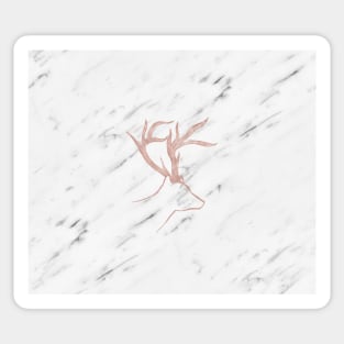 Rose gold deer - soft white marble Sticker